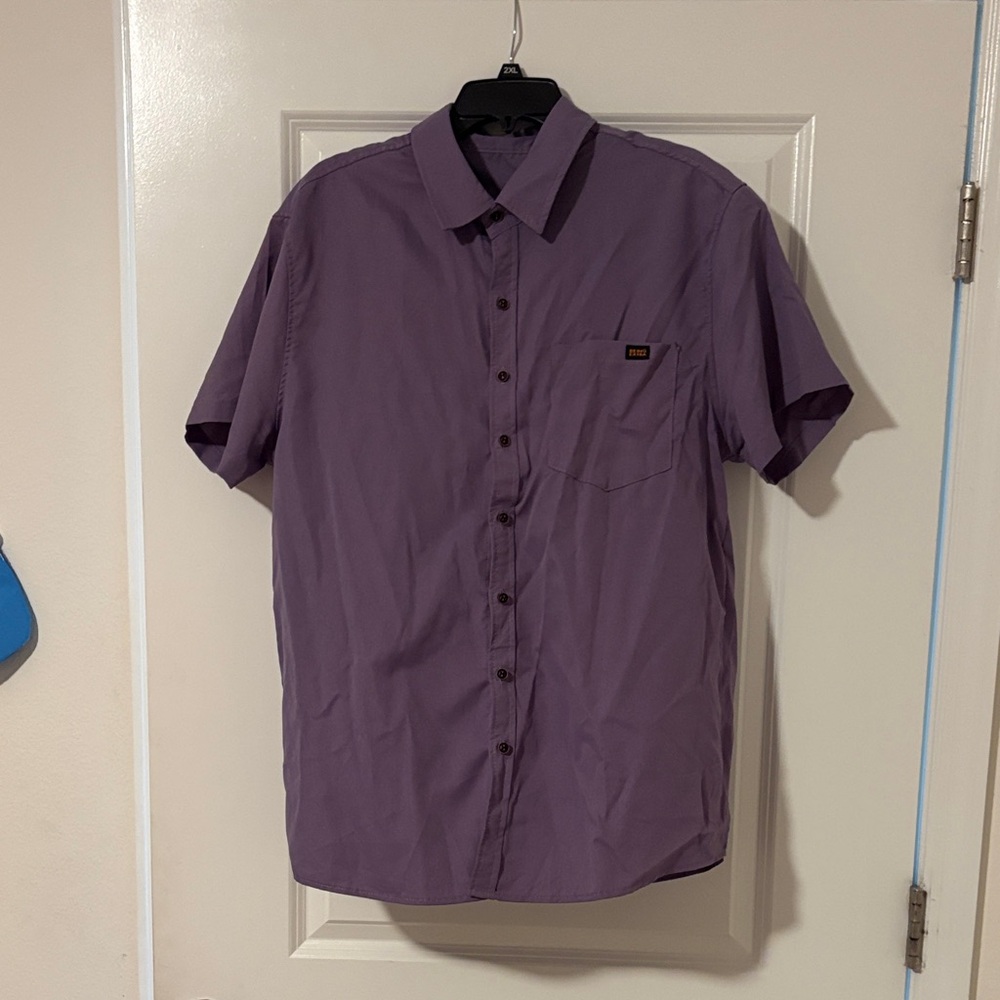 Men's Purple Short Sleeve Button Down Shirt